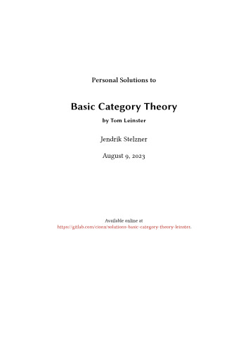 Basic Category Theory (Solutions by Jendrik Stelzner)