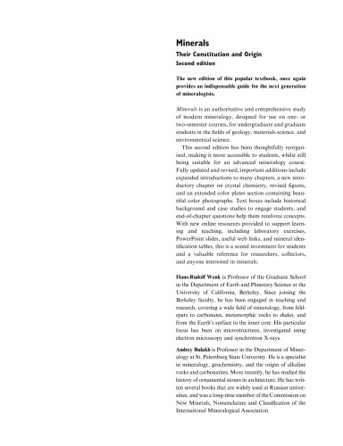 Minerals: Their Constitution and Origin