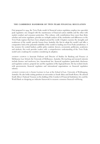 The Cambridge Handbook of Twin Peaks Financial Regulation