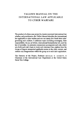 Tallinn Manual on the International Law Applicable to Cyber Warfare