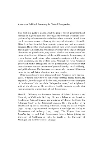American Political Economy in Global Perspective
