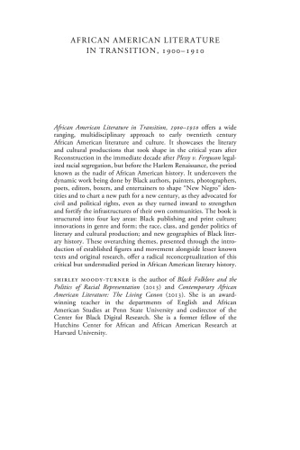 African American Literature in Transition, 1900–1910