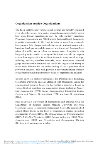 Organization outside organizations: the abundance of partial organization in social life