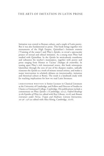 The Arts of Imitation in Latin Prose: Pliny's Epistles/Quintilian in Brief