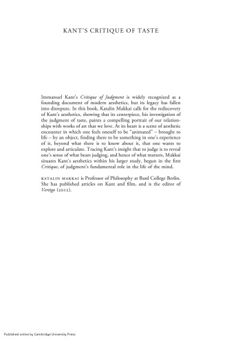 Kant's Critique of Taste: The Feeling of Life