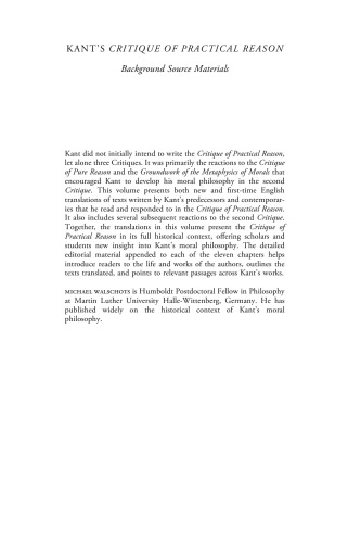 Kant's Critique of Practical Reason Background Source Materials (Cambridge Philosophical Texts in Context)
