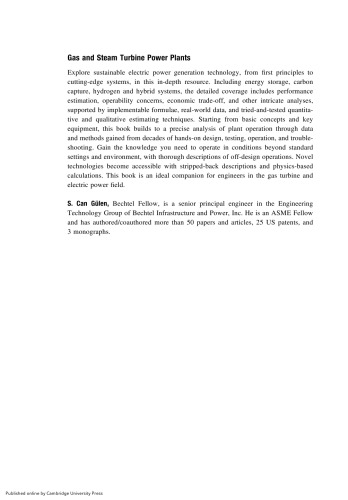 Gas and Steam Turbine Power Plants: Applications in Sustainable Power