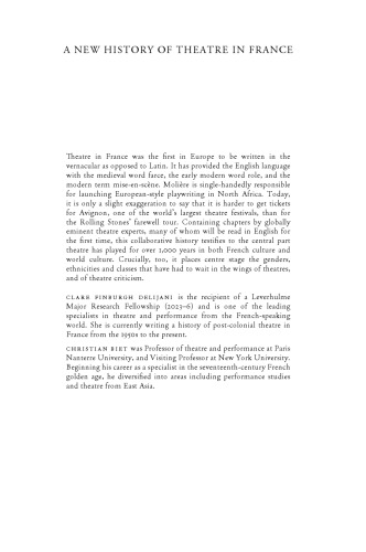 A New History of Theatre in France