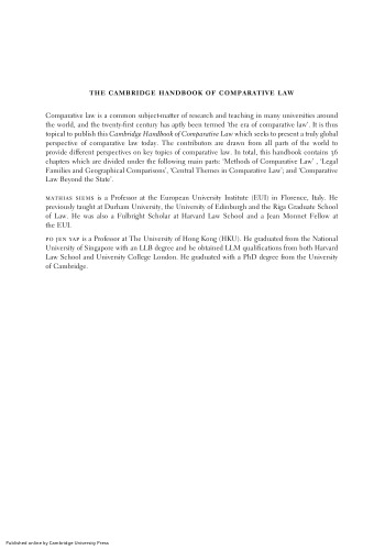The Cambridge Handbook of Comparative Law (Cambridge Law Handbooks)