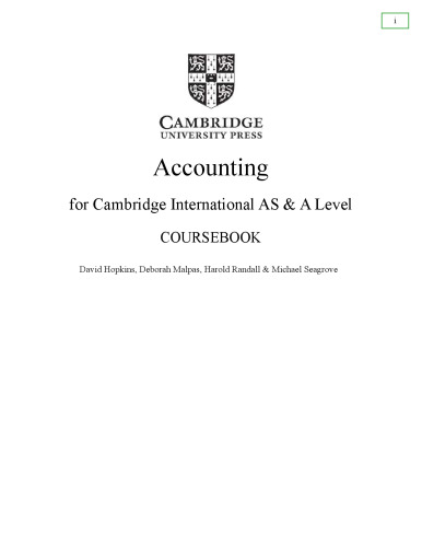 Cambridge International AS & A Level Accounting Coursebook with Digital Access (2 Years)