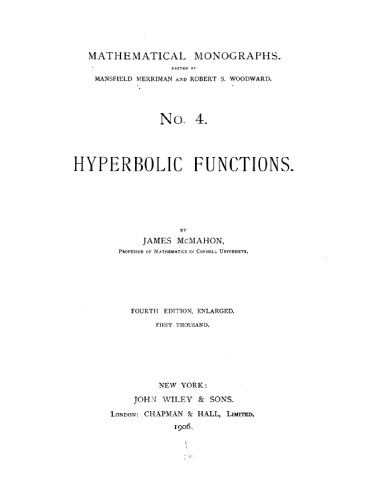 Hyperbolic Functions, Fourth Edition