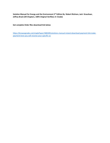 Solution Manual Energy and the Environment
