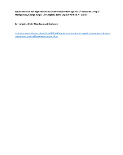 Solution Manual Applied Statistics and Probability for Engineers