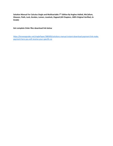 Solution Manual Calculus Single and Multivariable