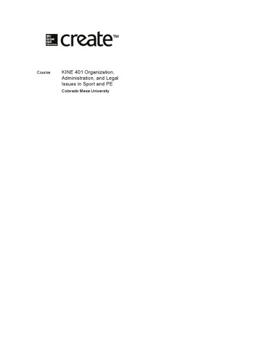 KINE 401 Organization, Administration, and Legal Issues in Sport and PE
