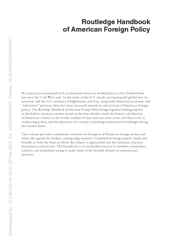 Routledge Handbook of American Foreign Policy