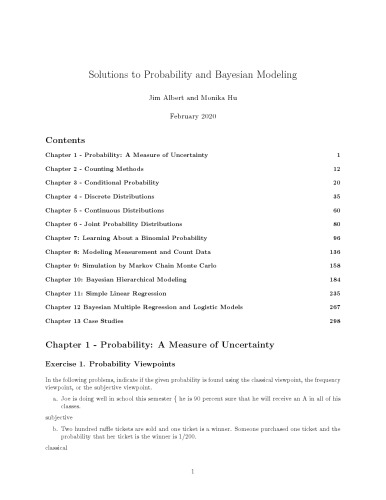 Probability and Bayesian Modeling [Modelling] (Instructor Solution Manual, Solutions)