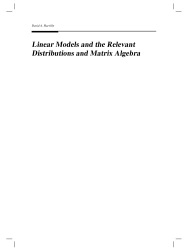 Linear Models and the Relevant Distributions and Matrix Algebra (Solutions, Instructor Solution Manual)