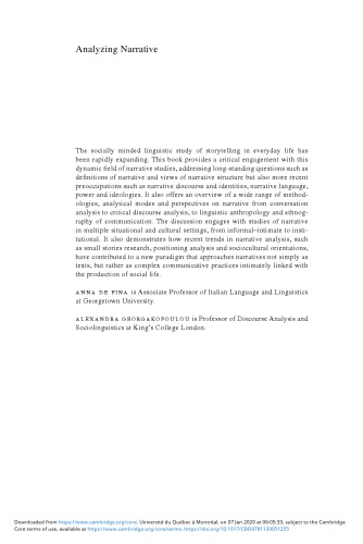 Analyzing Narrative: Discourse and Sociolinguistic Perspectives