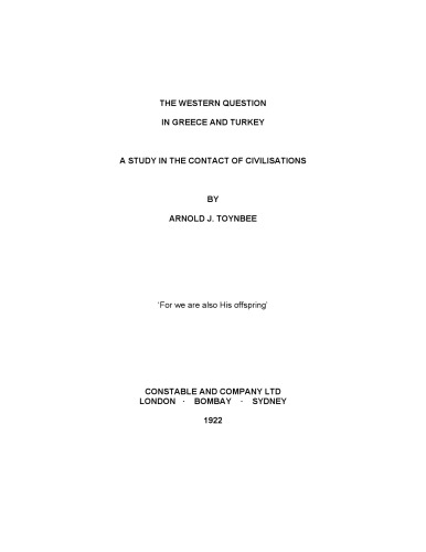 The Western question in Greece and Turkey