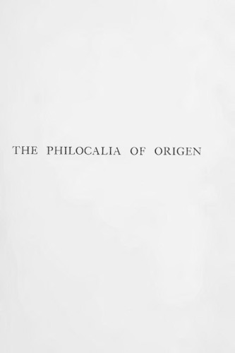 The Philocalia of Origen