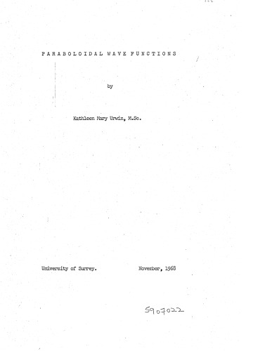 Paraboloidal Wave Functions