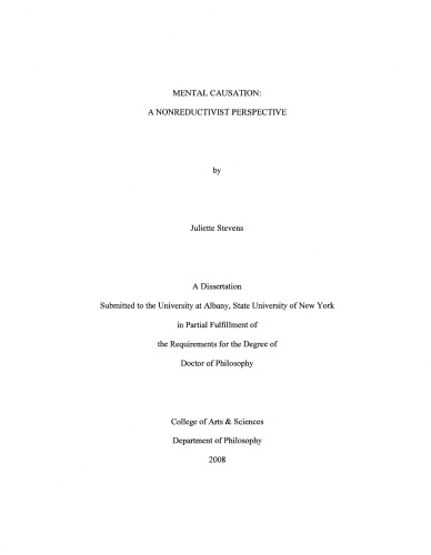 Mental causation: A nonreductivist perspective.