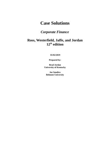 Corporate finance 12 Solution manual + Case solution + Excel