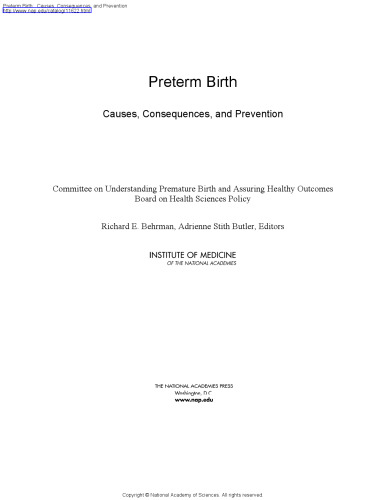 Preterm birth : causes, consequences, and prevention