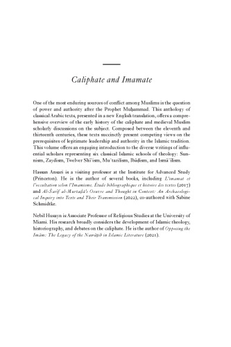 Caliphate and Imamate: An Anthology of Medieval Muslim Texts on Political Theology