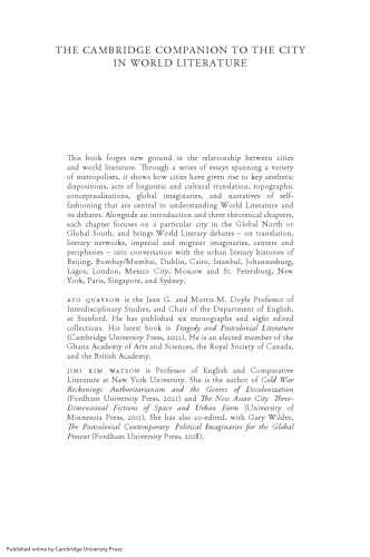The Cambridge Companion to the City in World Literature