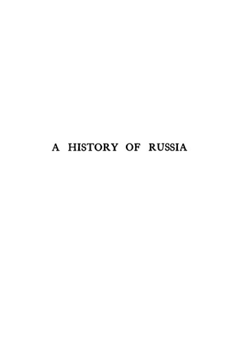 A History of Russia, Volume 1