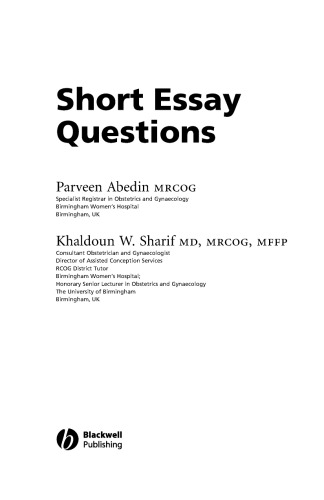 MRCOG II Short Essay Questions