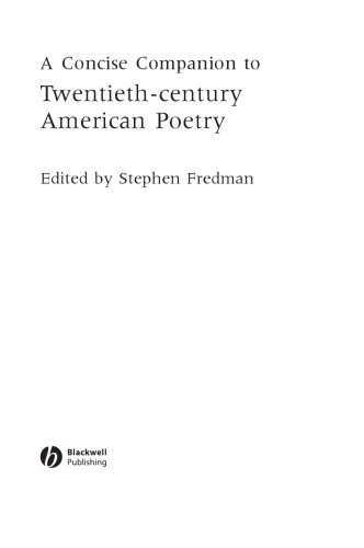 A Concise Companion to Twentieth-Century American Poetry (Concise Companions to Literature and Culture)