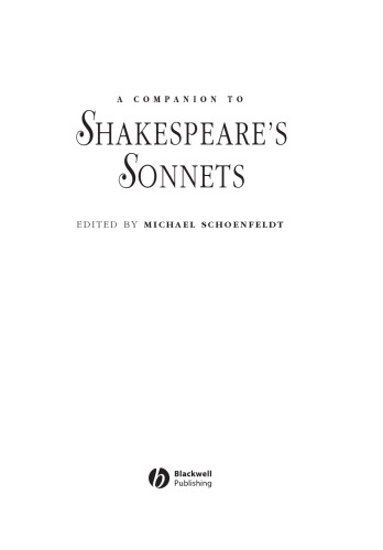 A Companion to Shakespeare's Sonnets