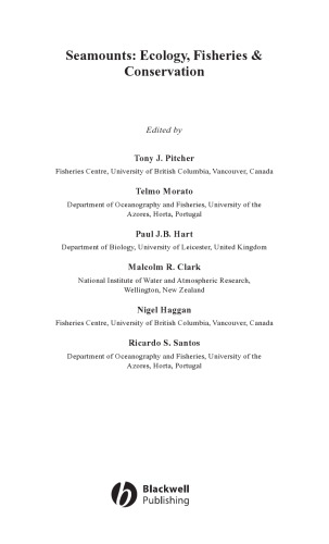 Seamounts Ecology Fisheries and Conservation