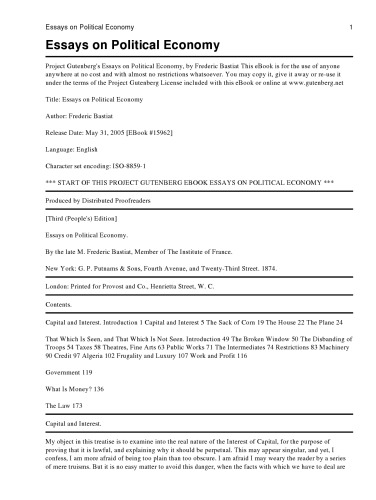 Essays on Political Economy