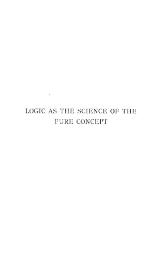 Logic as the Science of the Pure Concept