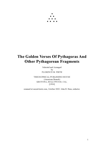 The Golden Verses of Pythagoras and Other Pythagorean Fragments