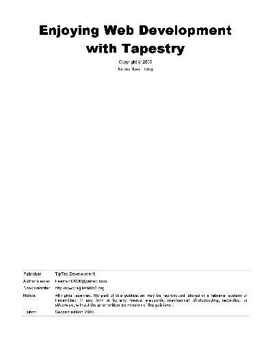 Enjoying Web Development with Tapestry