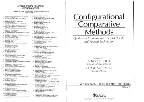Configurational Comparative Methods: Qualitative Comparative Analysis (QCA) and Related Techniques (Applied Social Research Methods)