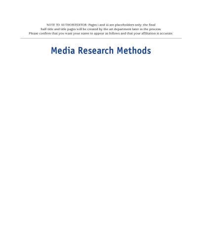 Media Research Methods: Understanding Metric and Interpretive Approaches