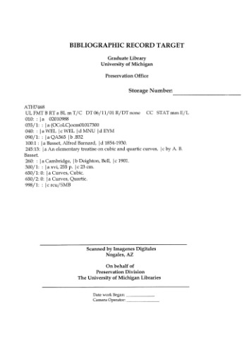 An elementary treatise on cubic and quartic curves