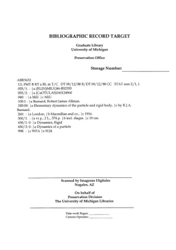 Elementary dynamics of the particle and rigid body