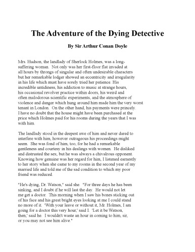 The Adventure Of The Dying Detective