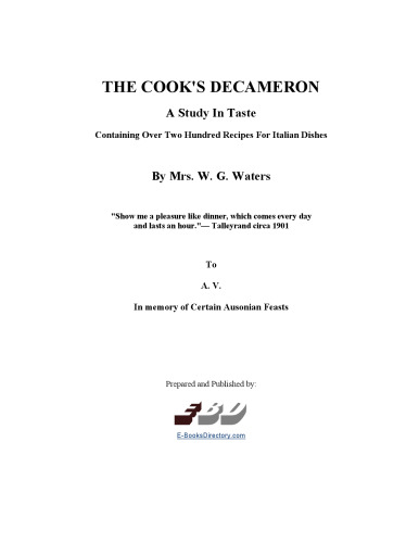 The Cook's Decameron: A Study in Taste