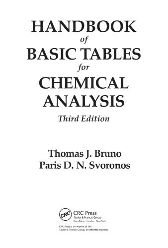 CRC Handbook of Basic Tables for Chemical Analysis, Third Edition