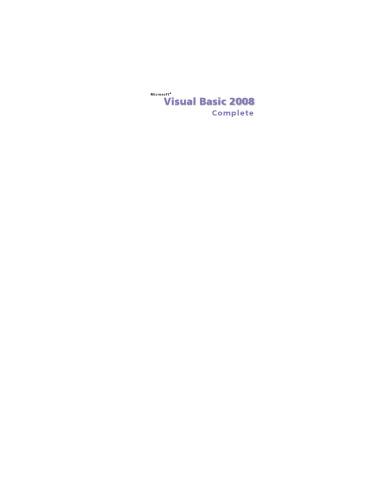 Microsoft Visual Basic 2008: Complete Concepts and Techniques (Shelly Cashman)