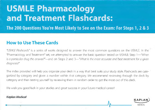 USMLE Pharmacology and Treatment Flashcards: The 200 Questions You're Most Likely to See on the Exam For Steps 1, 2 & 3