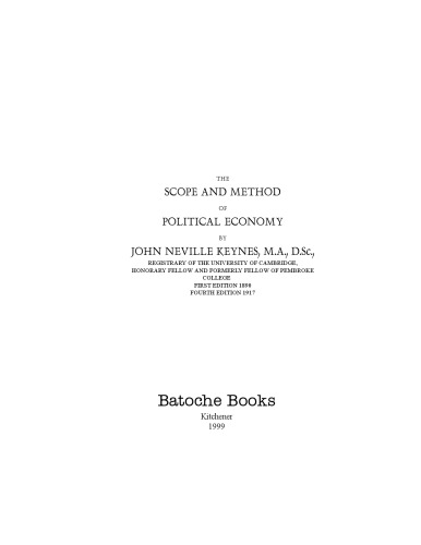 The Scope And Method Of Political Economy